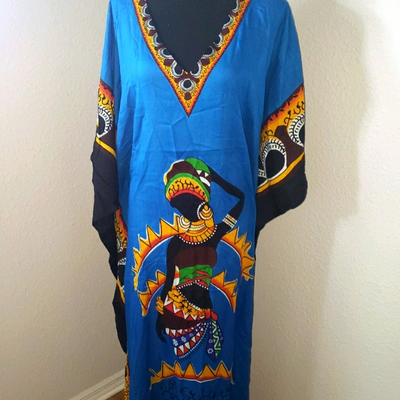 Just In: New/NWT African Woman Turquoise Kaftan … - Picture 1 of 14